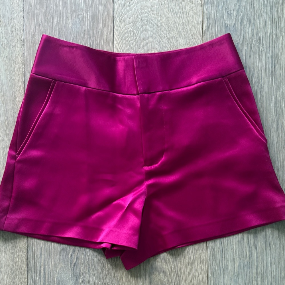 Alice + Olivia Vibrant Fuchsia High-Waist Tailored Shorts